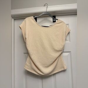 Astr The Label Light Yellow Beige T Shirt Top Open Square Back XL NWT